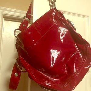 Coach Red leather patent Hobo